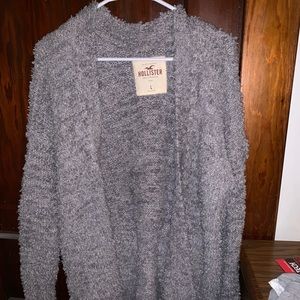 Hollister fluffy grey cardigan